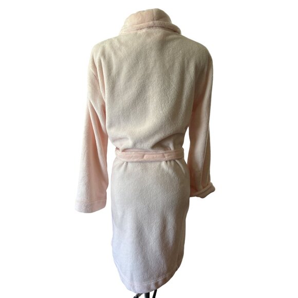 Calvin Klein Womens XS/S Plush Pink Bathrobe Soft Fleece Belted Loungewear - Picture 2 of 5